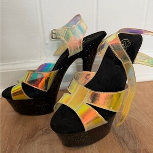 Pleaser Holographic Platform Heels